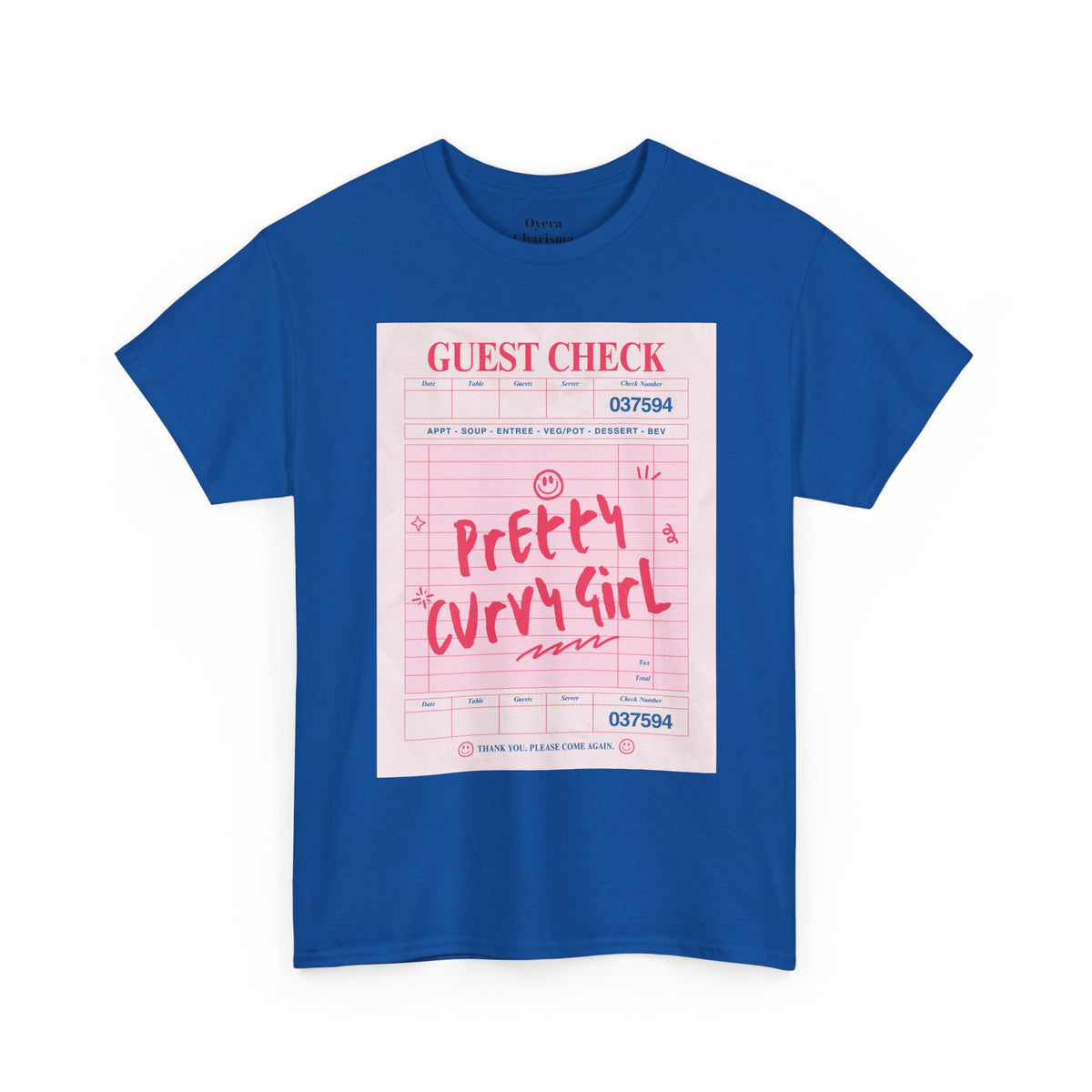 Pretty Curvy Girl Tee — Pink Guest Check Graphic Shirt