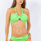 2 Piece Exotic Ruched Halter Neckline Bikini