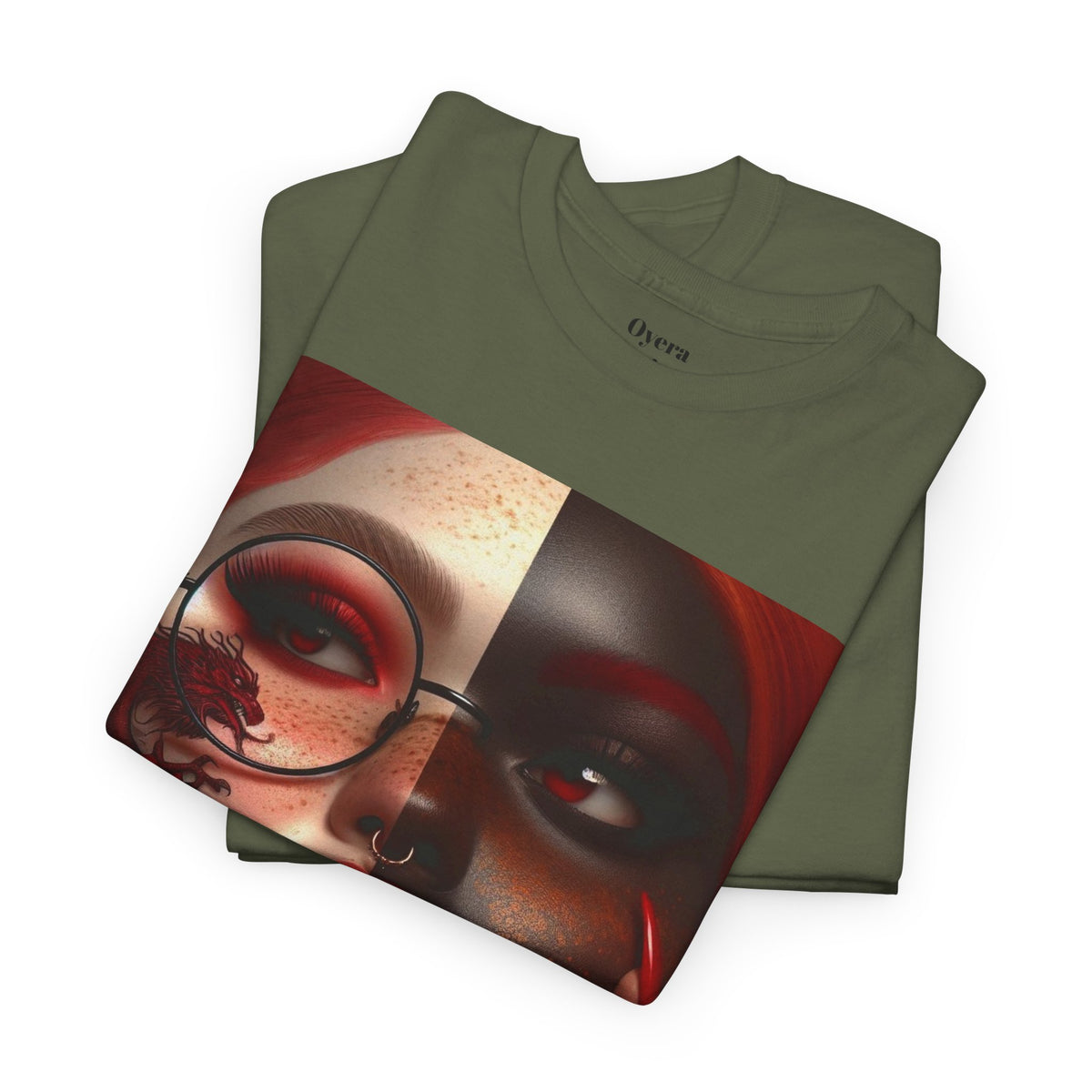 Graphic Tee — Dual-Faced Gothic Rose Portrait