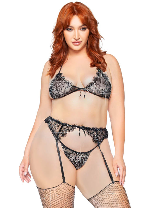 Love to Love Rhinestone Lace Bra Set