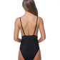 SOLID BLACK MESH INSERTS SEXY ONE PIECE SWIMSUIT