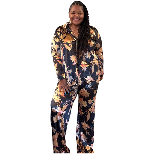 2 Piece Silky Velvet Black Set
