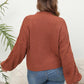 Mock Neck Cable Knit Long Sleeve Sweater