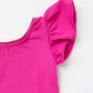 Hot Pink S/S Flutter Sleeve Leotard