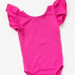 Hot Pink S/S Flutter Sleeve Leotard