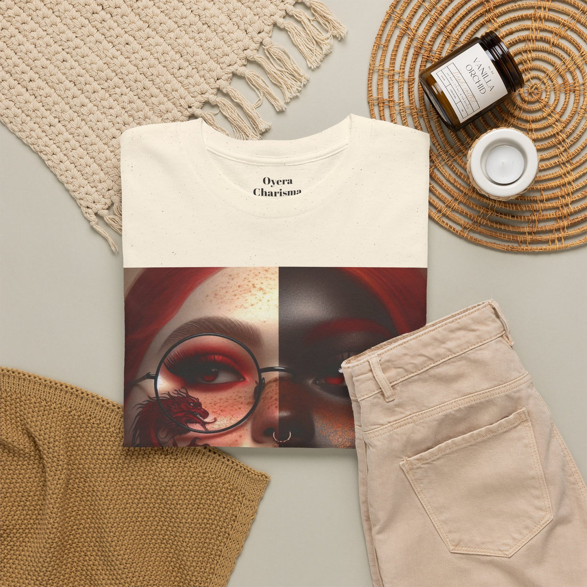 Graphic Tee — Dual-Faced Gothic Rose Portrait
