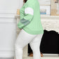 Moonlight Jade Color Block Striped Patchwork Collar V Neck Sweatshirt