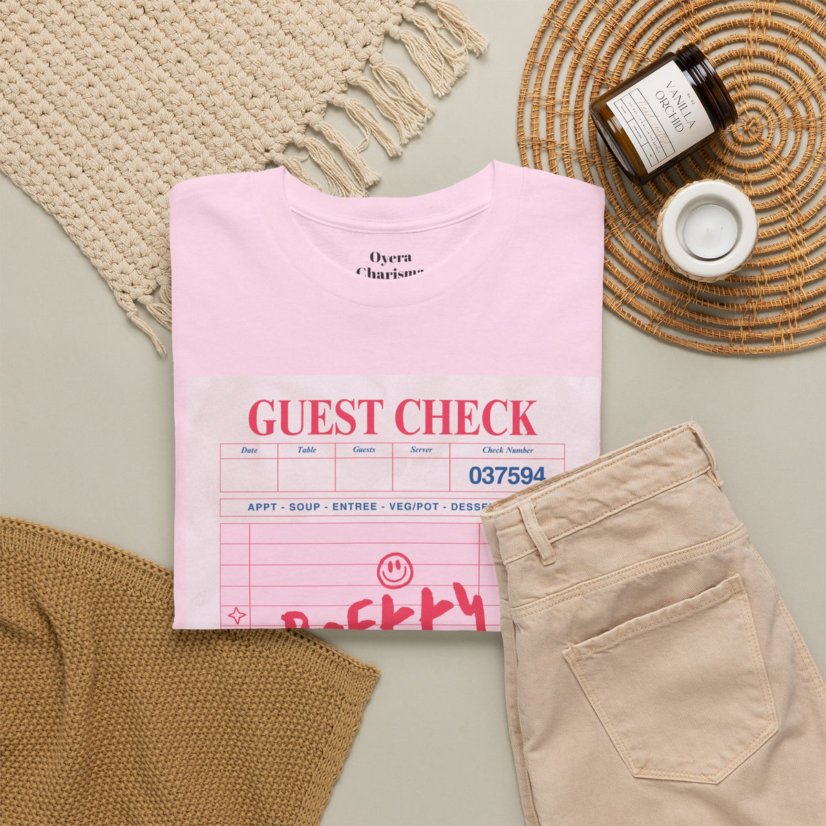 Pretty Curvy Girl Tee — Pink Guest Check Graphic Shirt