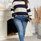 Blue Stripe Color Block Drop Shoulder Sweater