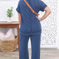 Ribbed V Neck Tee and Pants Set