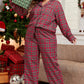 Red Plaid Printed Shirt and Pants Lounge Set