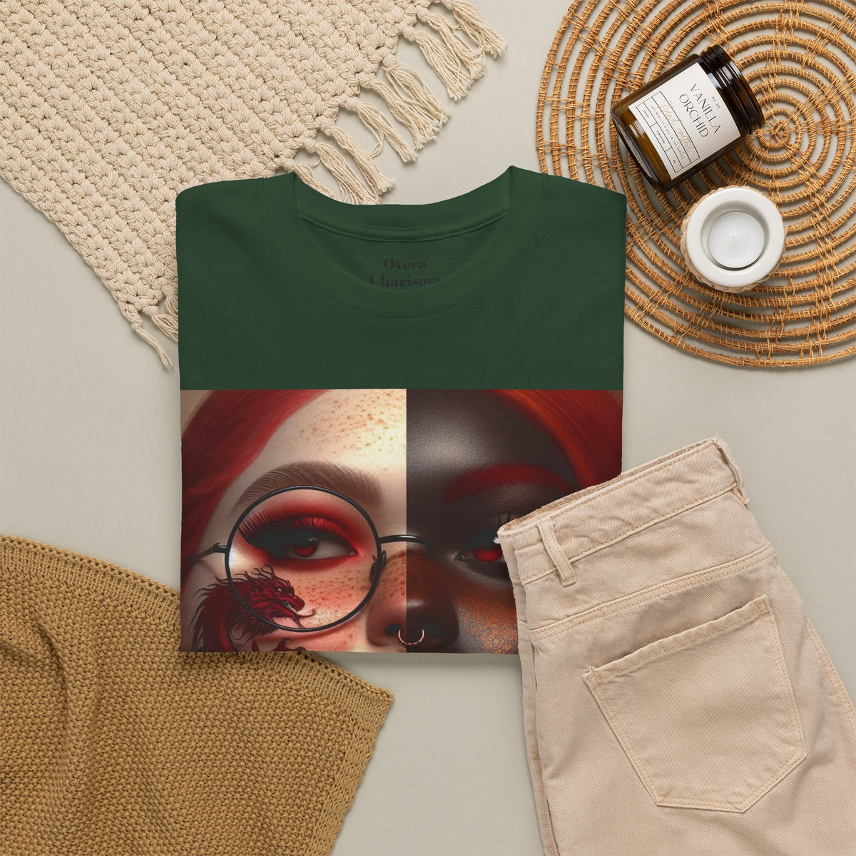 Graphic Tee — Dual-Faced Gothic Rose Portrait