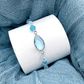 Aquamarine Quartz Adjustable Silver Gemstone Bracelet