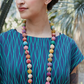 Long Single Strand Multi Color Bead Necklace