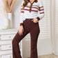 Striped Collared Neck Rib-Knit Top