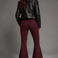 Leopard Print Bell Bottom Pant in Burgundy