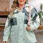Plaid Snap Down Jacket with Pockets