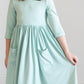 Sage 3/4 Sleeve Pocket Twirl Dress