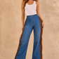 Harley Wide Leg Fringe Jean in Medium Wash