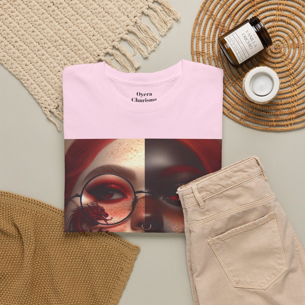 Graphic Tee — Dual-Faced Gothic Rose Portrait