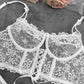 White Pearls Small Flower Lace Lingerie Set