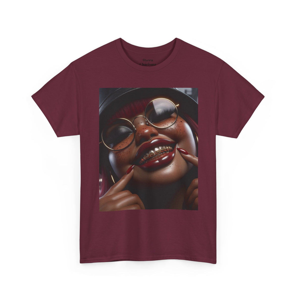 Smiling Afro Woman Graphic Tee — Bold Urban Portrait T-Shirt
