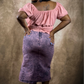 Midi Skirt In Denim Pink