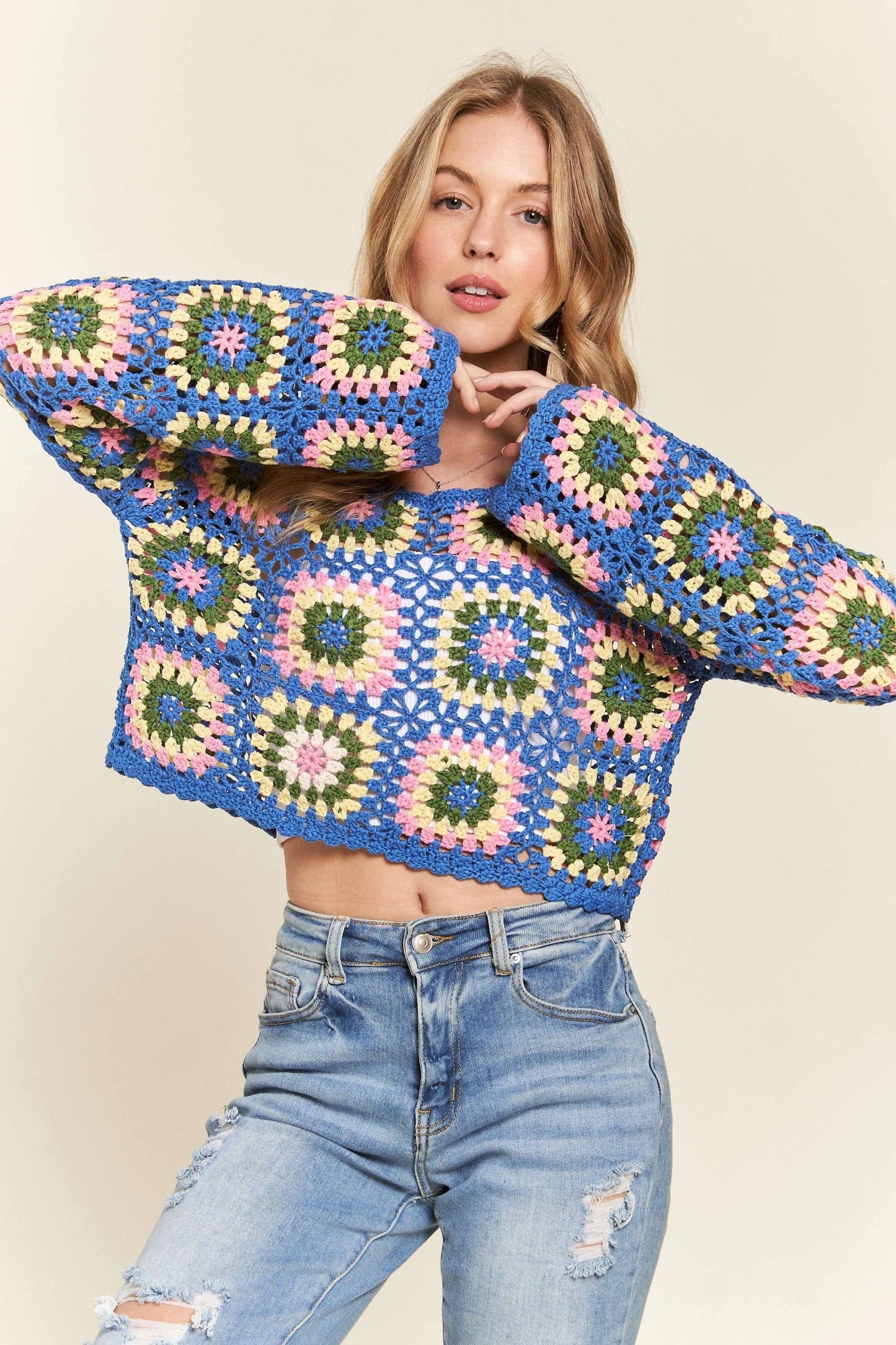 Multicolor Crochet Crop Top