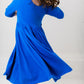 Royal Blue 3/4 Sleeve Pocket Twirl Dress