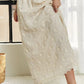 ADORA Elastic Waist Applique Maxi Skirt in Beige
