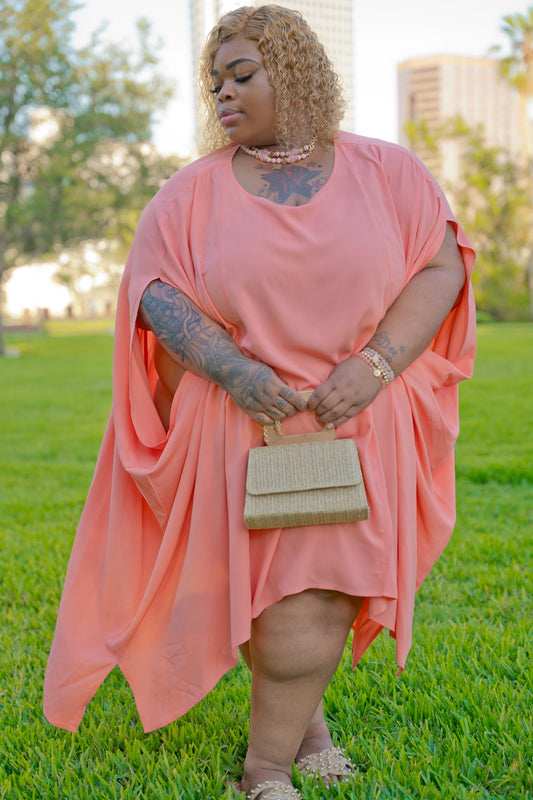 Round Neck Batwing Sleeve Mini Dress