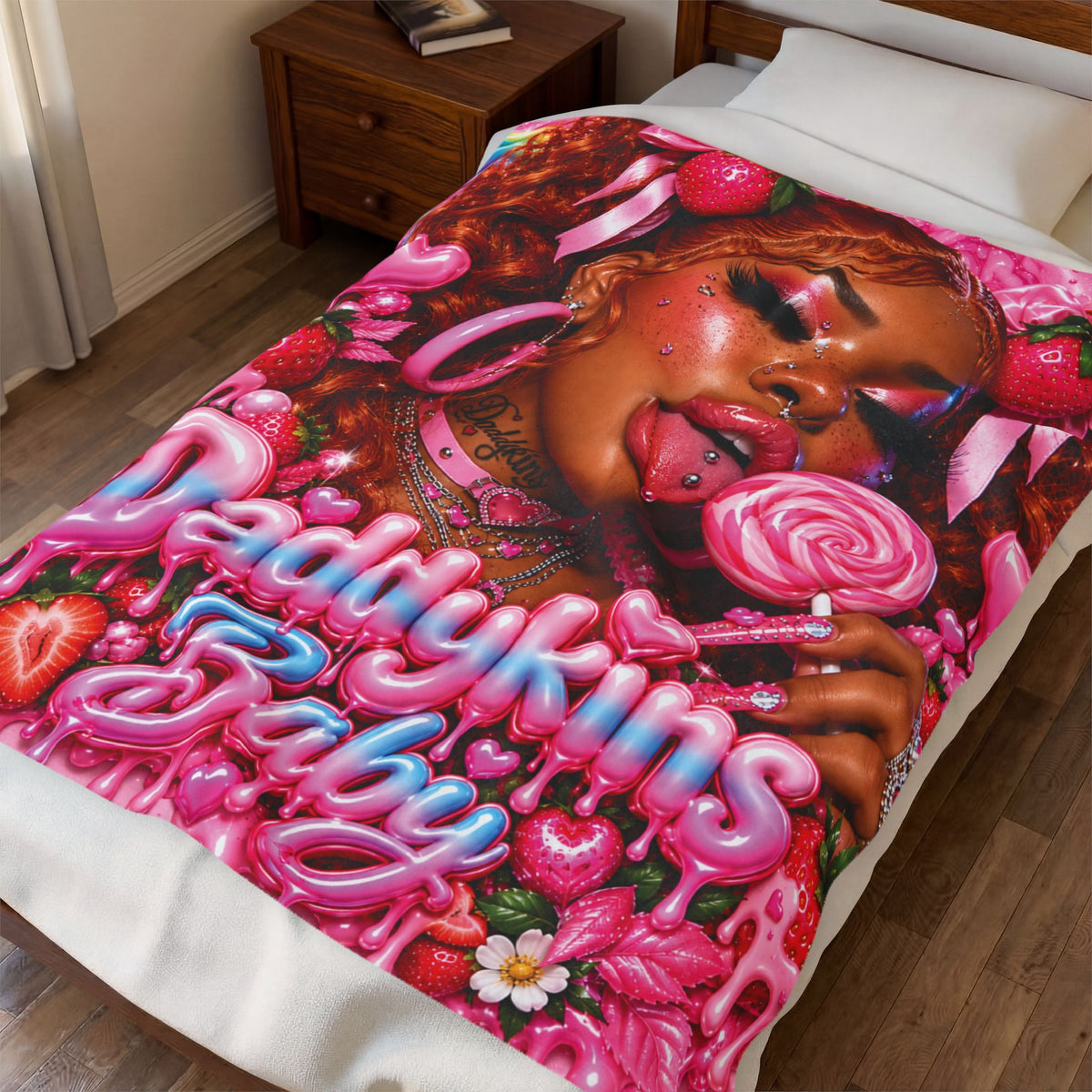 Daddykins Baby Girl Y2K Pink Candy Velveteen Plush Blanket