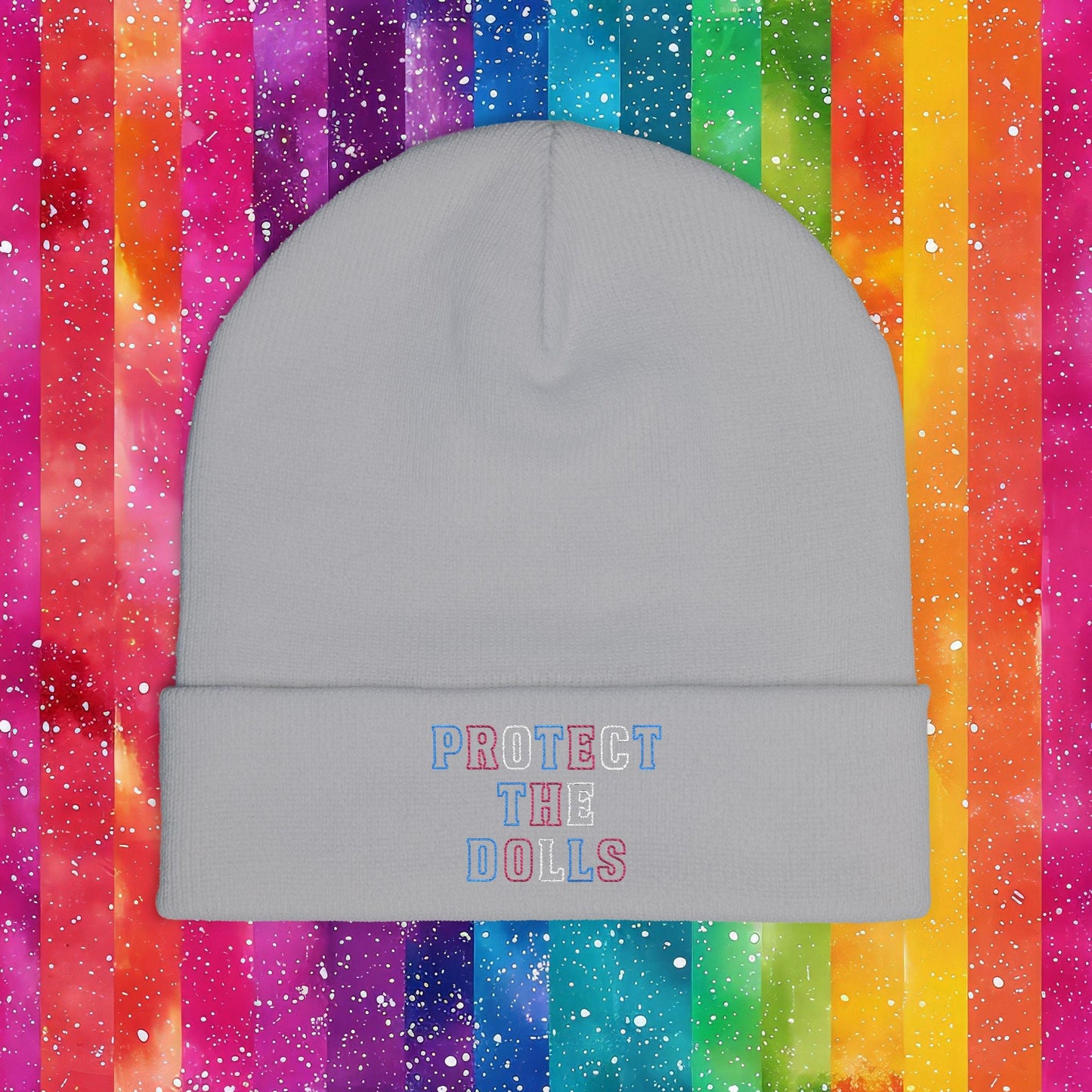 Protect the Dolls LGBTQ+ Pride Trans Support Embroidered Knit Beanie