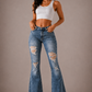 Storm Bell Bottom Jean in Stone Wash