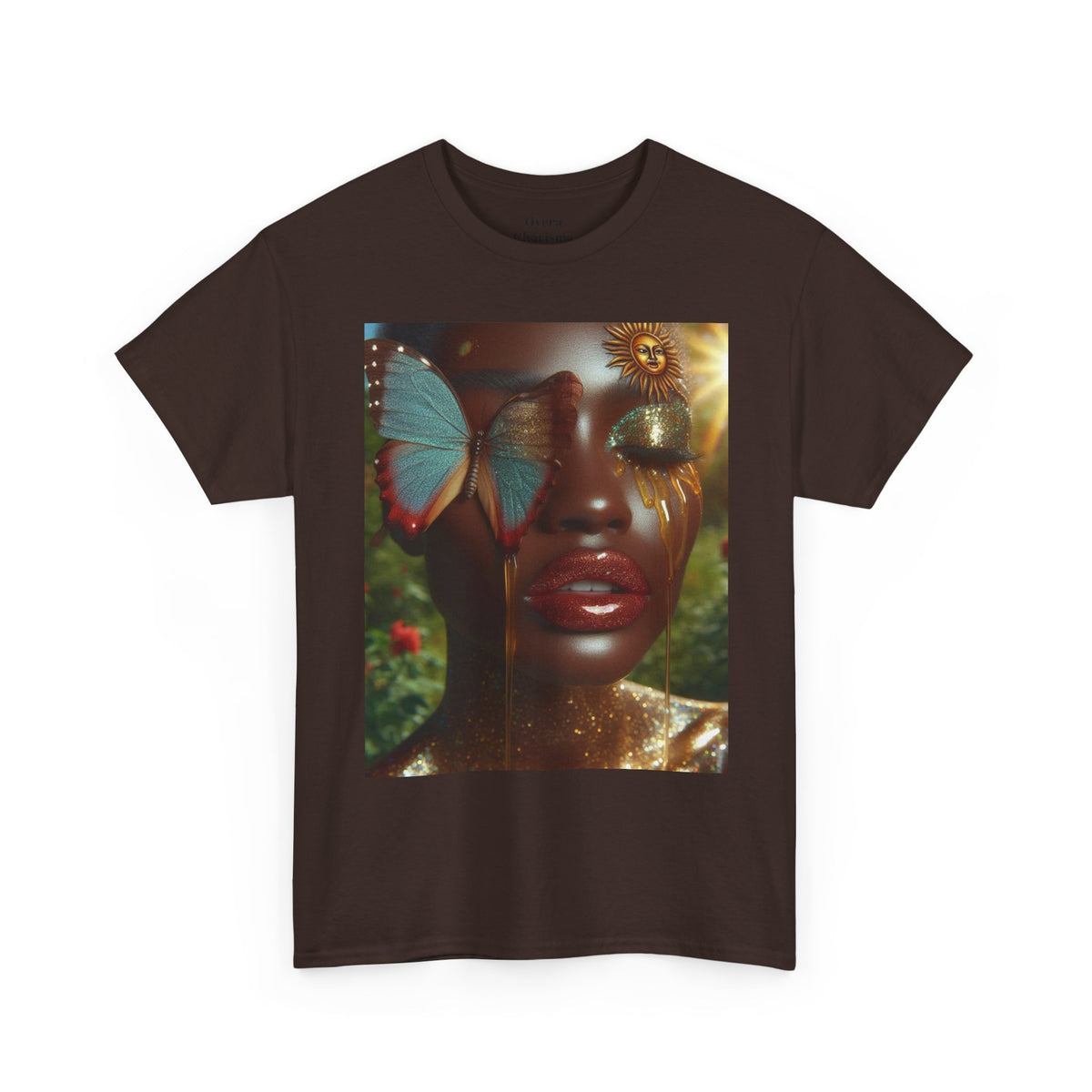 Butterfly Sunface T‑Shirt — Surreal Portrait Art Tee