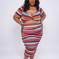 “Stripe Me Down” Blue Multi Skirt Set