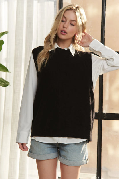 Round Neck Vest with Slight Open Back