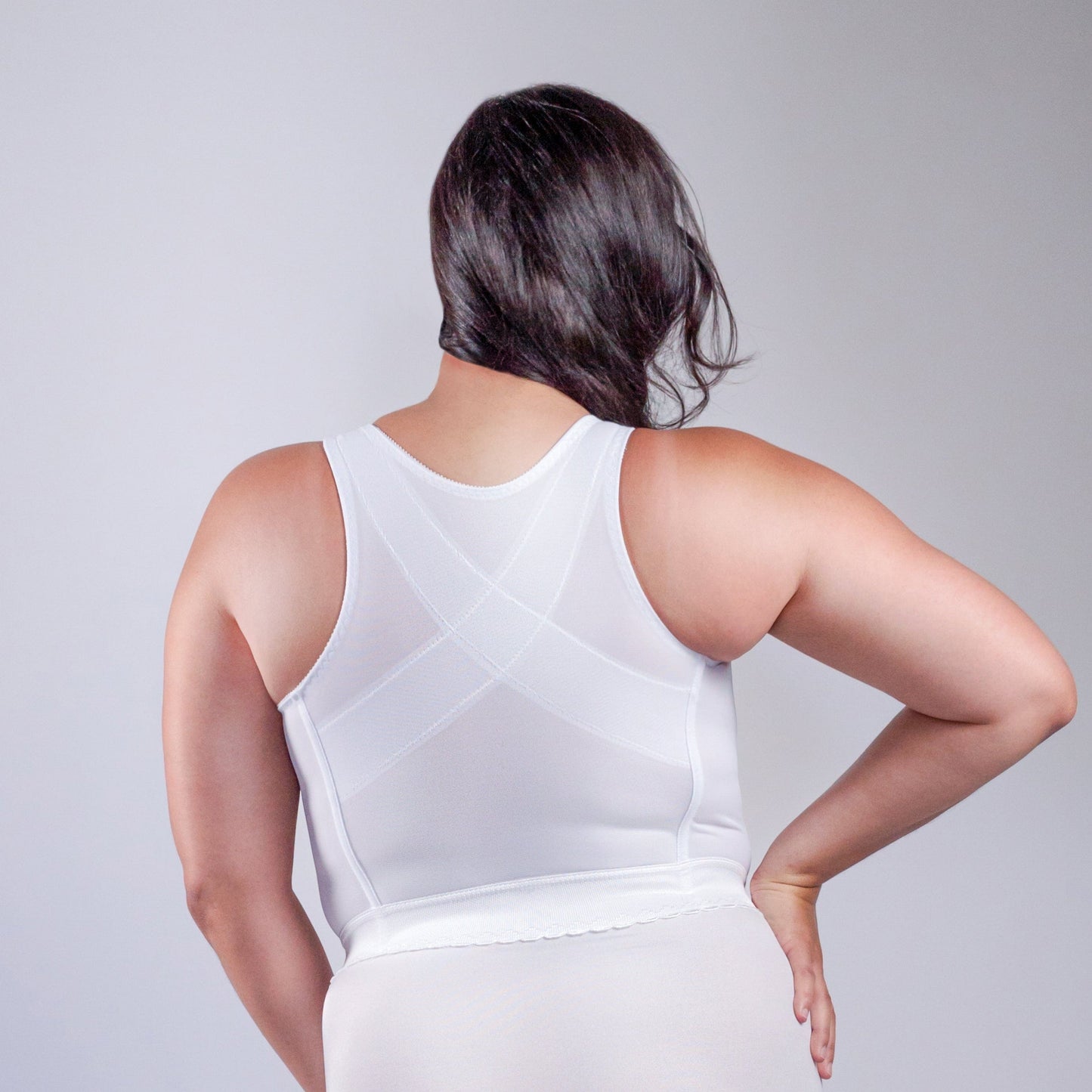 Front Closure Back Support Long Line Bra - White