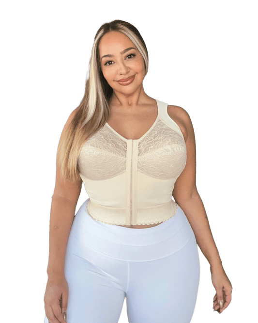 Front Closure Back Support Long Line Bra - Blush