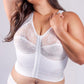 Front Closure Back Support Long Line Bra - White