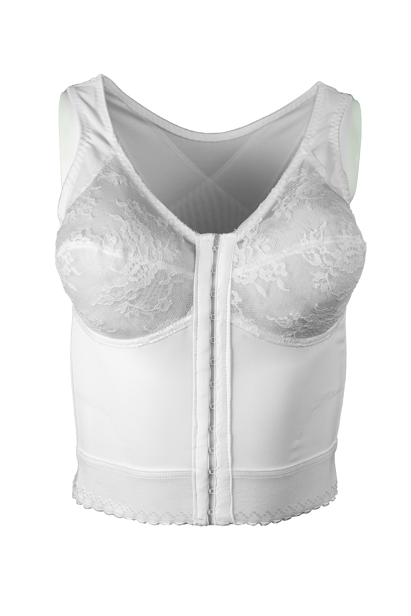 Front Closure Back Support Long Line Bra - White