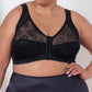 Front Closure Back Support Bandeau Bra - Black