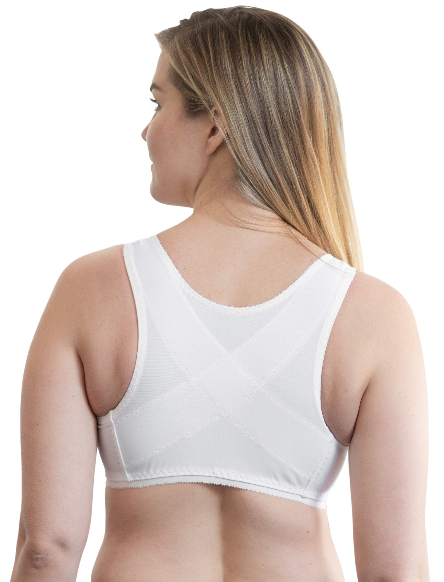 Front Closure Back Support Bandeau Bra - White