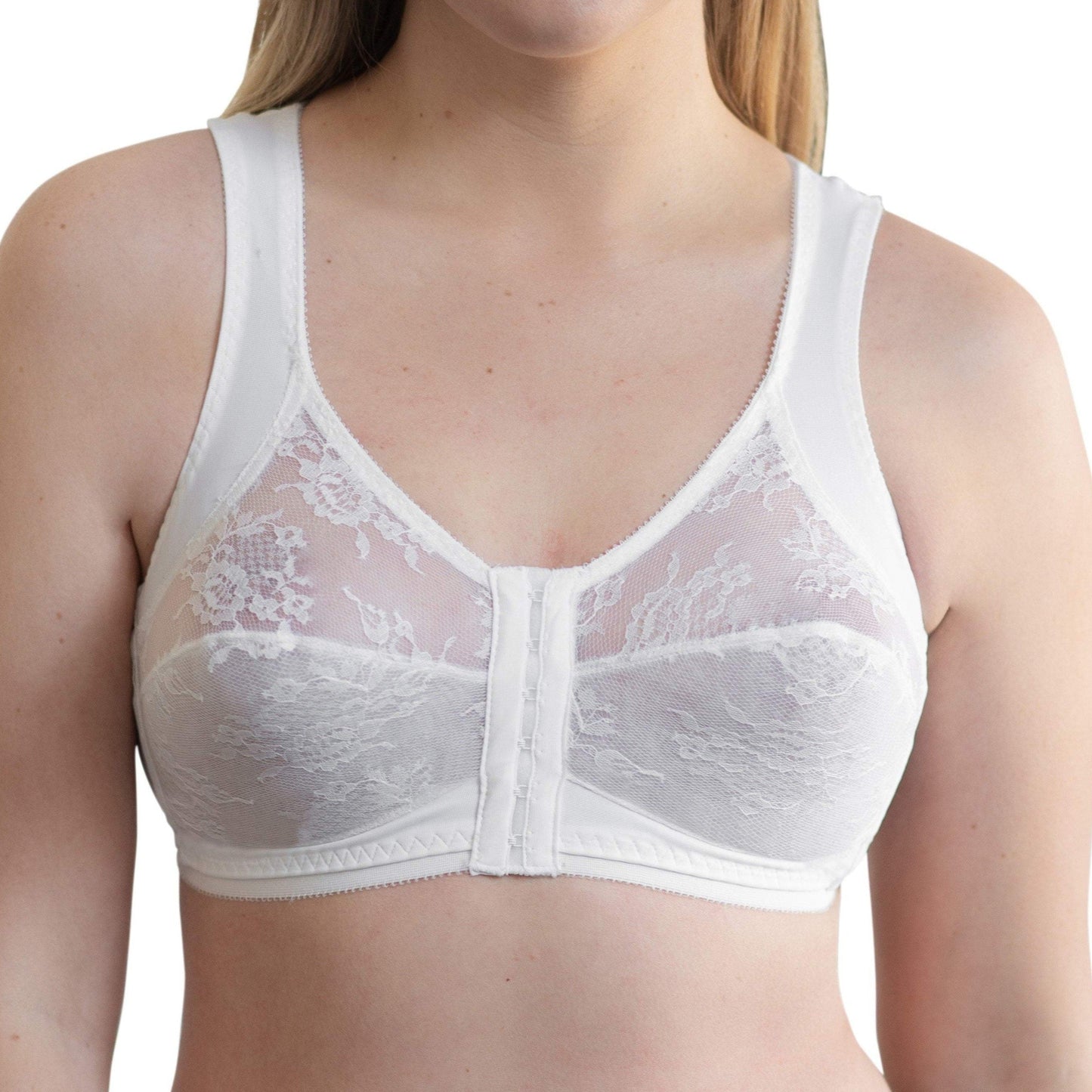 Front Closure Back Support Bandeau Bra - White