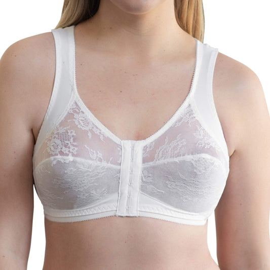 Front Closure Back Support Bandeau Bra - White