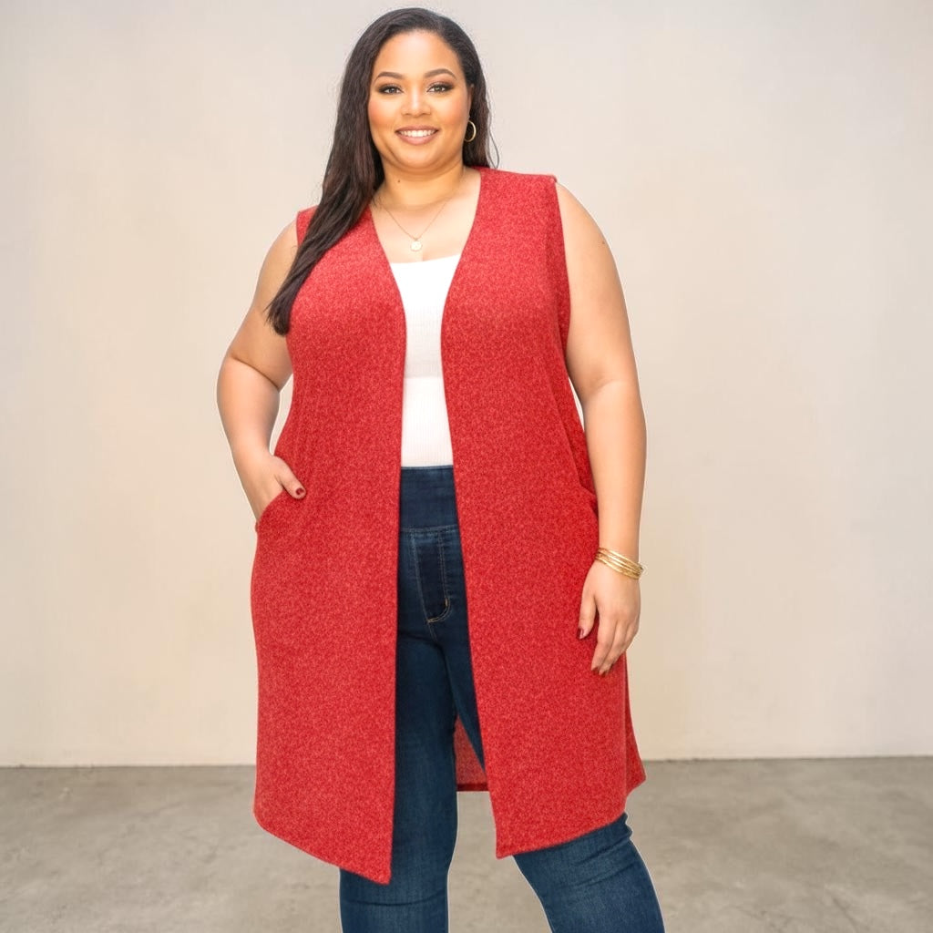 Solid With Sparkles Color Vest With Side Pockets