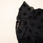 Black Dotty Textured Notched Neck Ruffled Dress