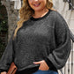 Waffle-Knit Round Neck Dropped Shoulder Sweater