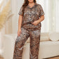 Leopard Short Sleeve Top and Pants Lounge Set