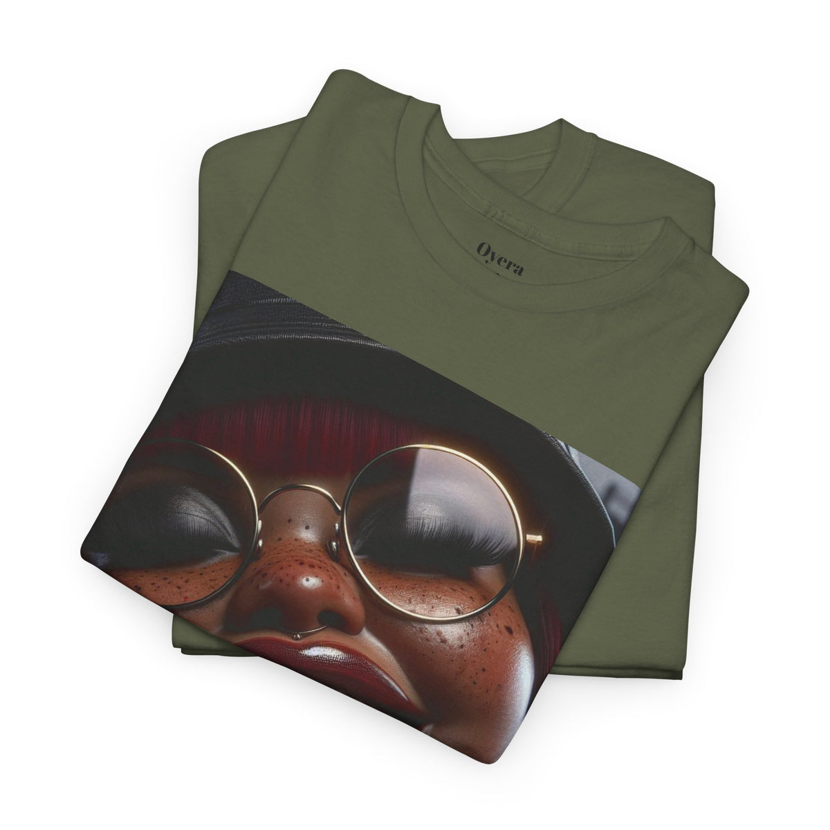 Smiling Afro Woman Graphic Tee — Bold Urban Portrait T-Shirt